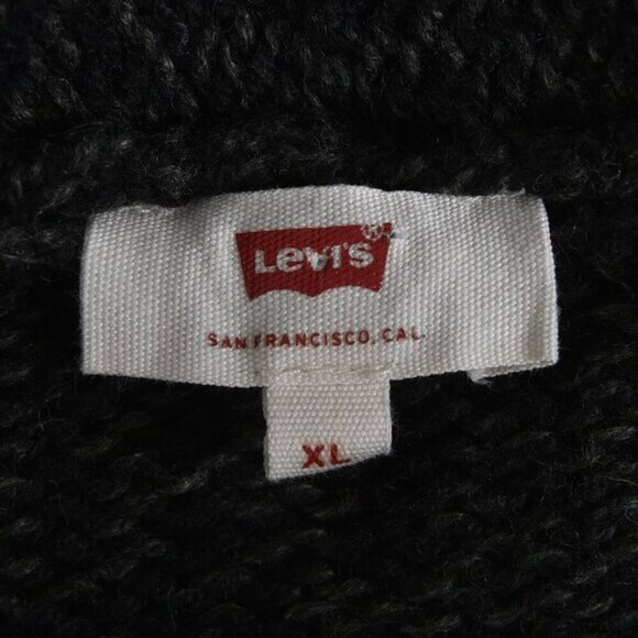 Levi's Knit Tie Cardigan Sweater Wool Blend Black Gray Size XL - Picture 8 of 9